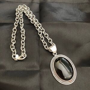 .925 Silver and Black Onyx Necklace